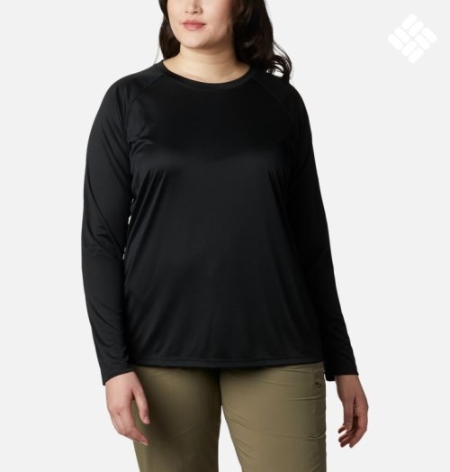 Columbia PFG Tidal Tee II Long Sleeve Gensere Dame Svarte | Plus Size 78563S